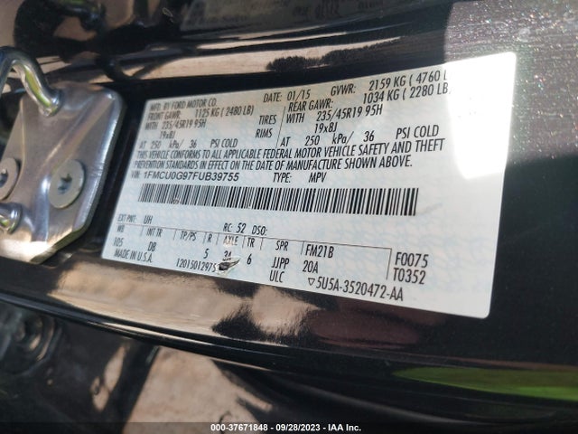 2015 FORD ESCAPE SE VIN: 1FMCU0G97FUB39755