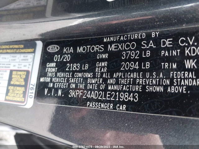 KIA Forte Lxs 2020 3KPF24AD2LE219843 Image 9