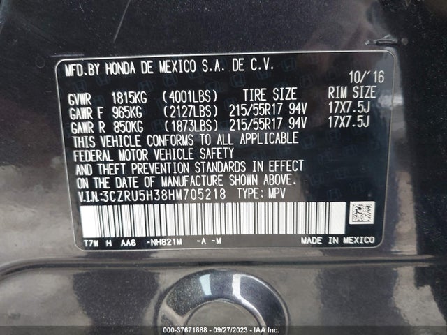Honda HR-V LX 2017 3CZRU5H38HM705218 Image 9