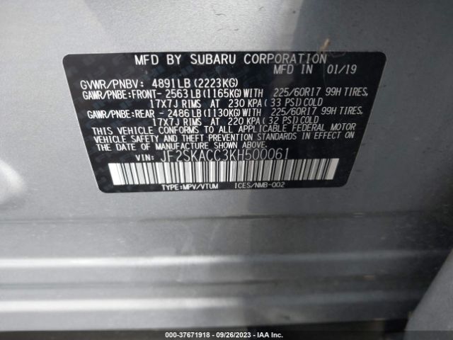 JF2SKACC3KH500061 Subaru Forester