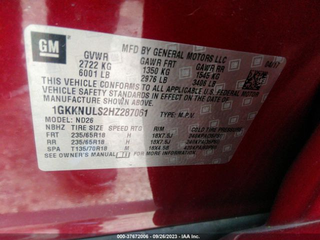 1GKKNULS2HZ287061 GMC ACADIA SLT