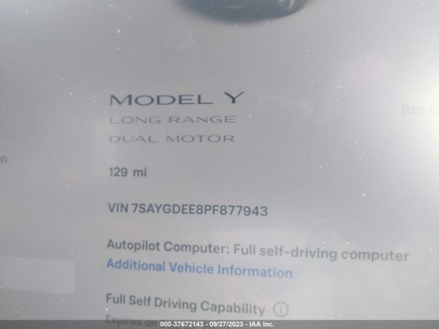 7SAYGDEE8PF877943 Tesla Model Y Long Range