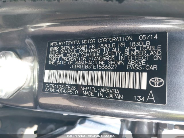 Toyota Prius C One/three/two/four 2014 JTDKDTB31E1566627 Image 9