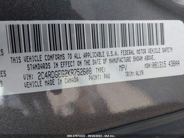 Dodge Grand Caravan Gt 2019 2C4RDGEG2KR752608 Image 9