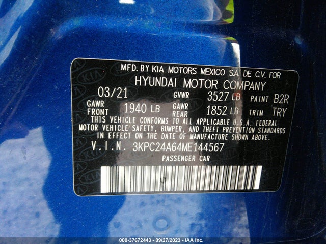Hyundai ACCENT SE 2021 3KPC24A64ME144567 Image 9