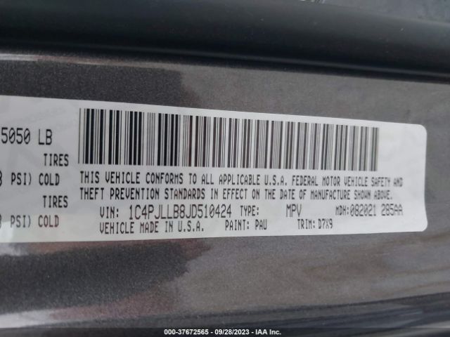 1C4PJLLB8JD510424 Jeep Cherokee Latitude Plus