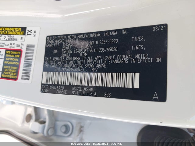 Toyota Highlander Xse 2021 5TDJZRAH0MS060463 Image 14
