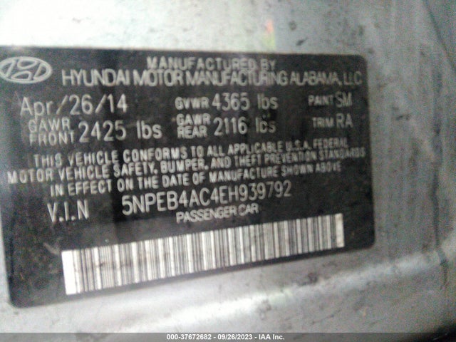 Hyundai SONATA GLS 2014 5NPEB4AC4EH939792 Image 9