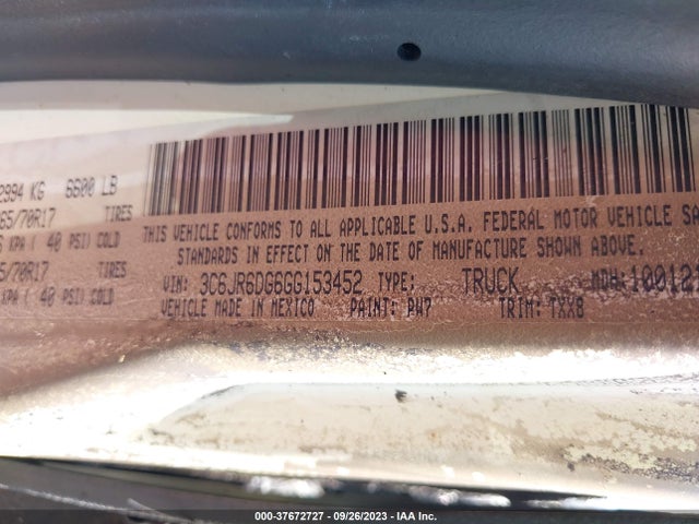 3C6JR6DG6GG153452 RAM 1500 Tradesman
