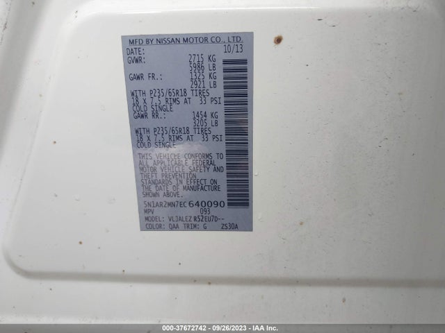 Nissan Pathfinder Sv 2014 5N1AR2MN7EC640090 Image 9