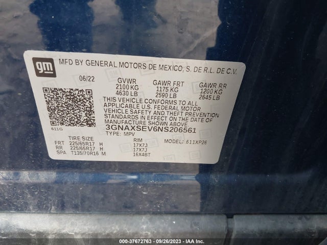 Chevrolet EQUINOX LS 2022 3GNAXSEV6NS206561 Image 9