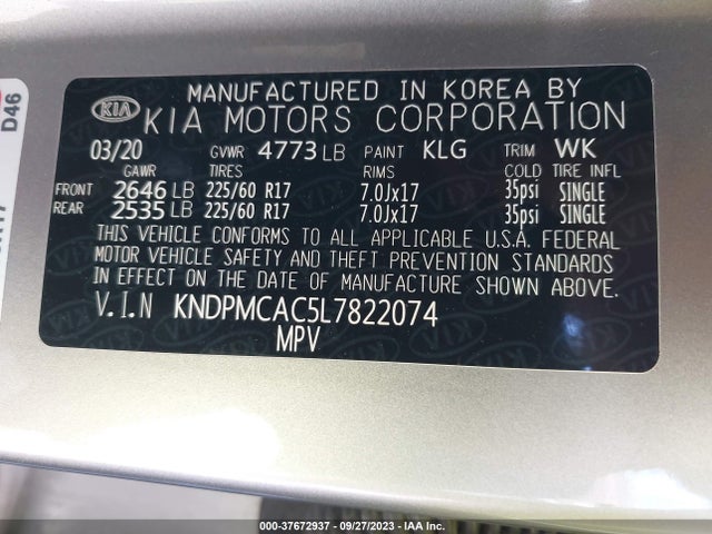 KIA Sportage Lx 2020 KNDPMCAC5L7822074 Image 9