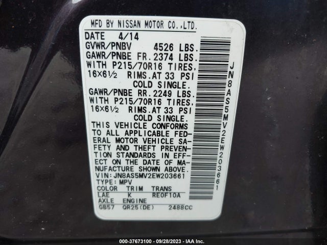 Nissan Rogue Select S 2014 JN8AS5MV2EW203661 Image 9