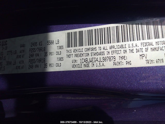1C4BJWEG4JL907879 Jeep Wrangler Jk Unlimited Sahara