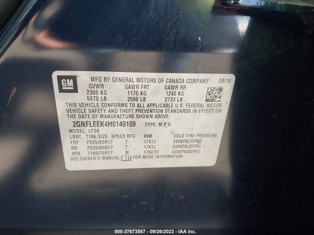 Chevrolet EQUINOX LS 2017 2GNFLEEK4H6149109 Image 9