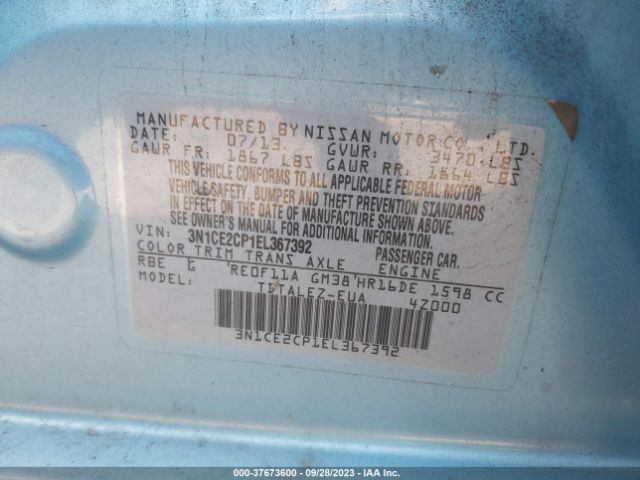3N1CE2CP1EL367392 Nissan Versa Note Sv