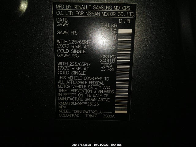 Nissan ROGUE SV 2019 KNMAT2MVXKP525025 Image 9