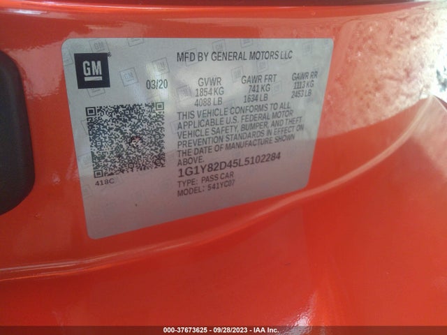 Chevrolet Corvette 3lt 2020 1G1Y82D45L5102284 Image 9