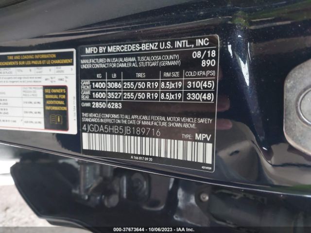 4JGDA5HB5JB189716 Mercedes-Benz Gle Gle 350