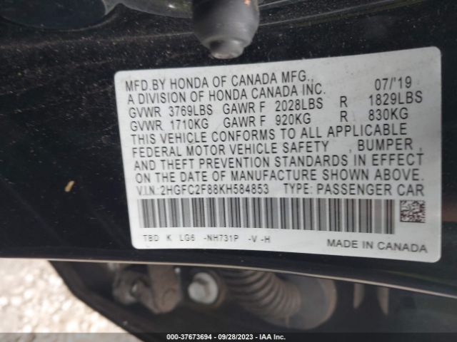 2HGFC2F88KH584853 Honda Civic Sedan Sport