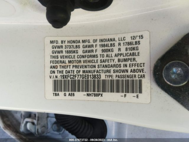 19XFC2F77GE013833 Honda Civic Sedan Ex