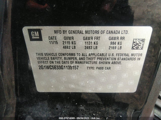 Chevrolet Impala Limited Ltz 2016 2G1WC5E33G1135157 Image 9