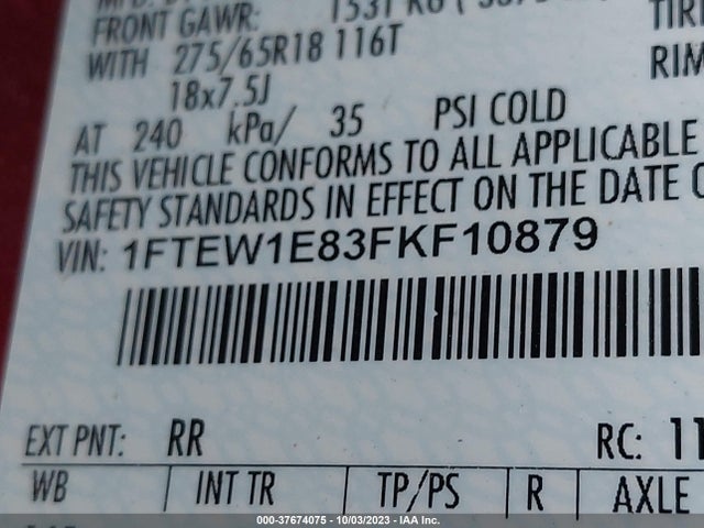 Ford F-150 Xlt 2015 1FTEW1E83FKF10879 Image 9