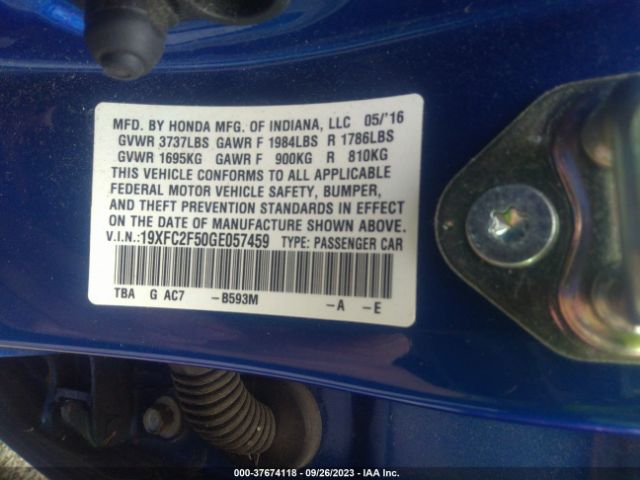 19XFC2F50GE057459 Honda Civic Sedan Lx