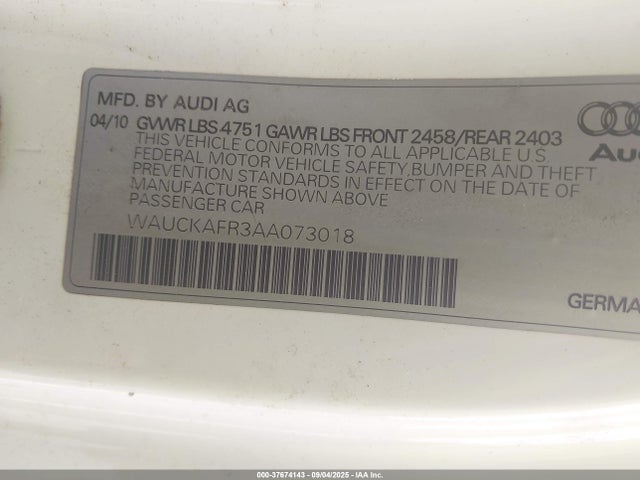 2010 AUDI A5 WAUCKAFR3AA073018 Photo 8