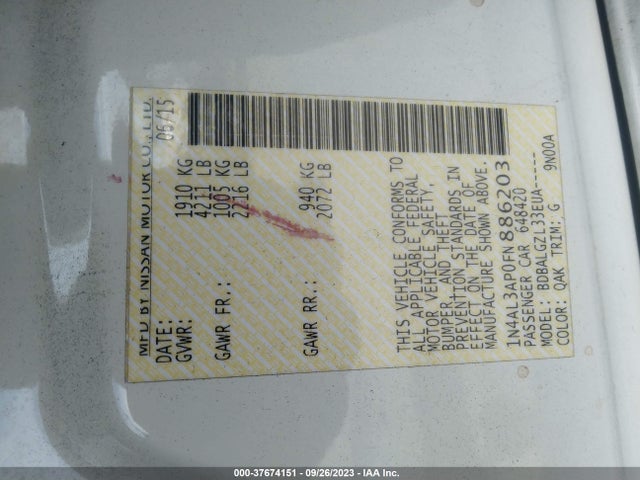 Nissan ALTIMA 2.5 2015 1N4AL3AP0FN886203 Image 9