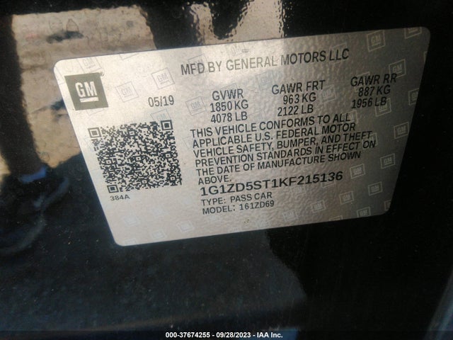 Chevrolet MALIBU LT 2019 1G1ZD5ST1KF215136 Image 9