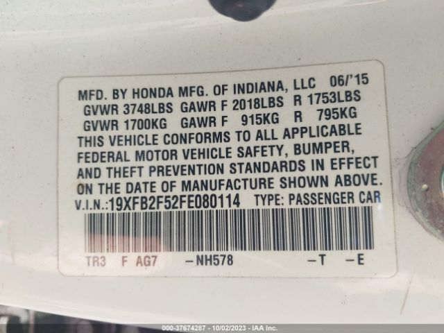 19XFB2F52FE080114 Honda Civic Lx