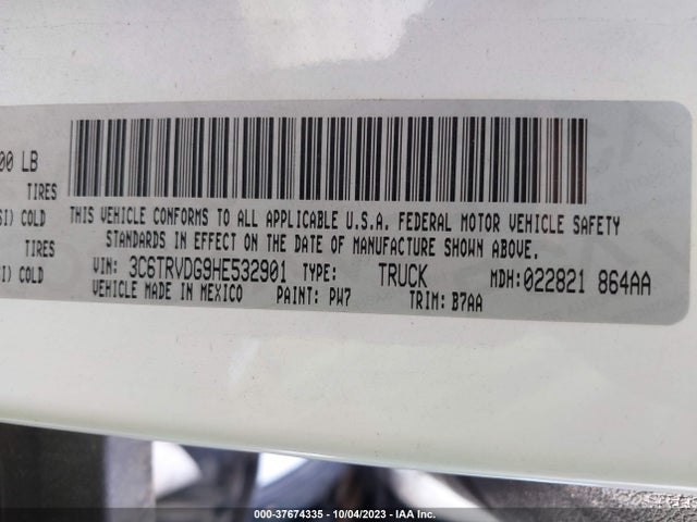 3C6TRVDG9HE532901 RAM Promaster Cargo Van
