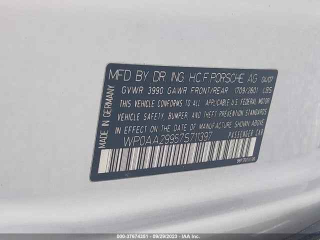 2007 PORSCHE 911 WP0AA29957S711397 Photo 8