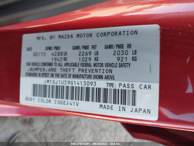 2016 MAZDA MAZDA6 I SPORT VIN: JM1GJ1U59G1413093