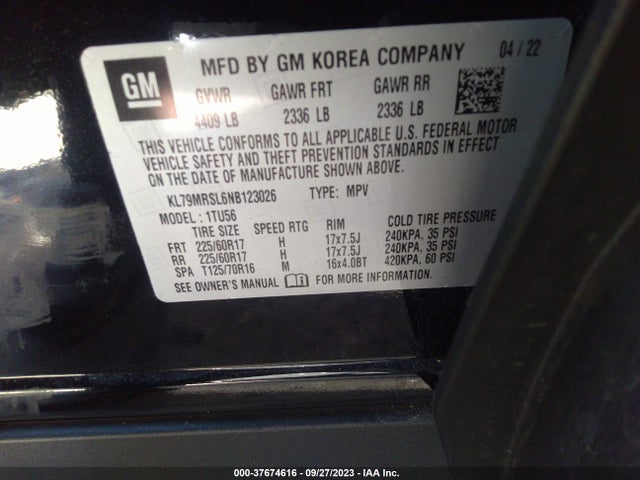 Chevrolet Trailblazer Lt 2022 KL79MRSL6NB123026 Image 9