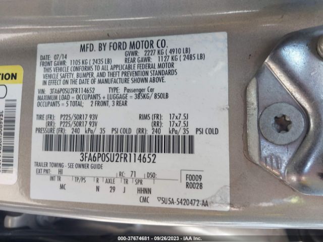 3FA6P0SU2FR114652 Ford Fusion Energi Titanium