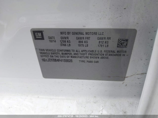 Chevrolet SONIC LT 2015 1G1JC5SB4F4138626 Image 9