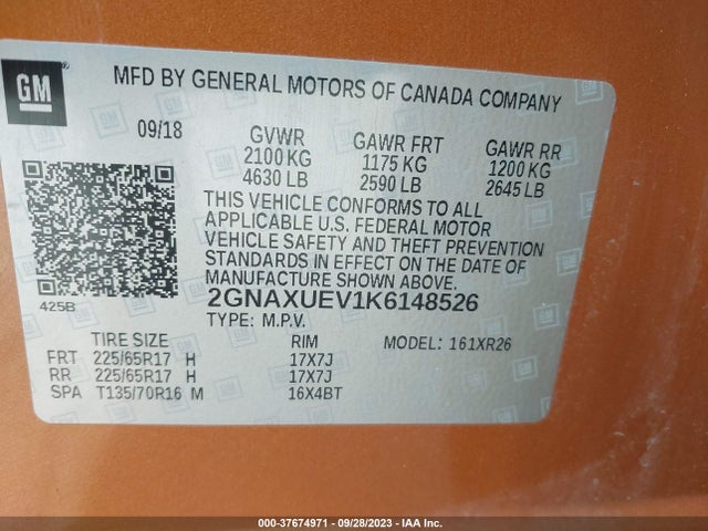 Chevrolet EQUINOX LT 2019 2GNAXUEV1K6148526 Image 9