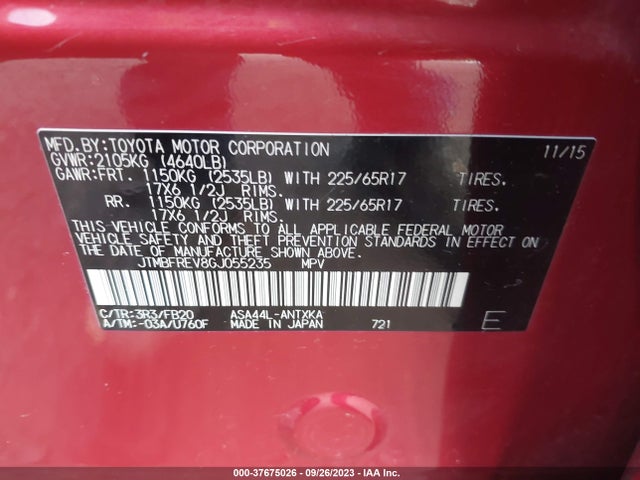 Toyota RAV4 LE 2016 JTMBFREV8GJ055235 Image 9