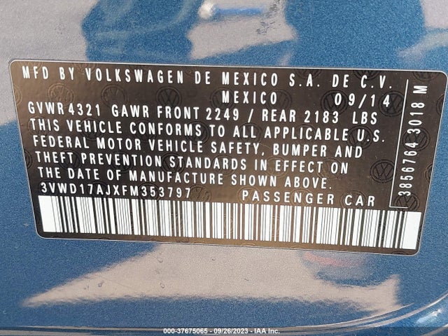 3VWD17AJXFM353797 Volkswagen Jetta Sedan 1.8t Se