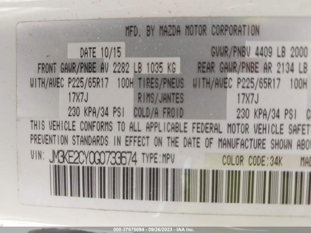 Mazda Cx-5 Touring 2016 JM3KE2CY0G0733674 Image 9