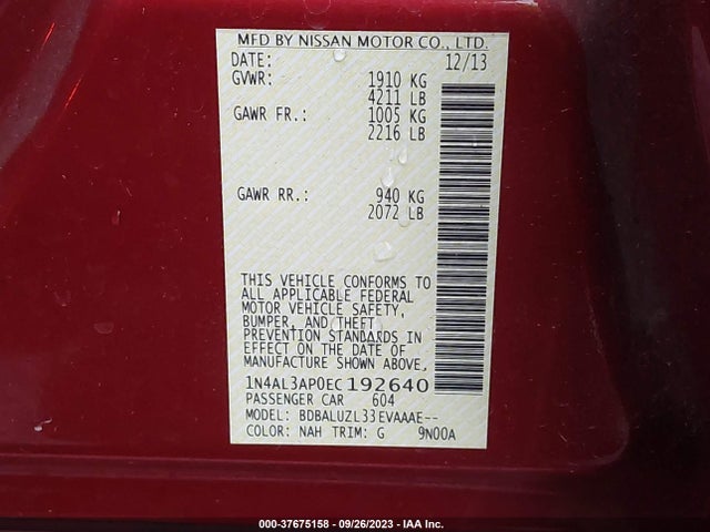 Nissan Altima 2014 1N4AL3AP0EC192640 Image 22