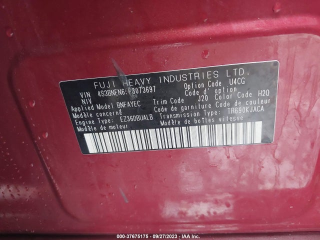 4S3BNEN65F3073697 Subaru 3.6l u4