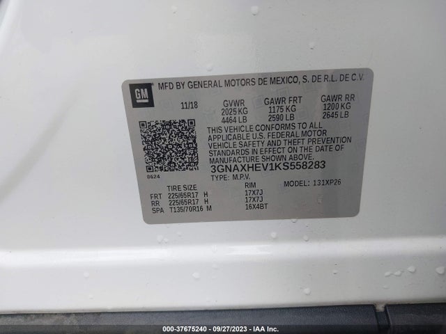 Chevrolet EQUINOX LS 2019 3GNAXHEV1KS558283 Image 9