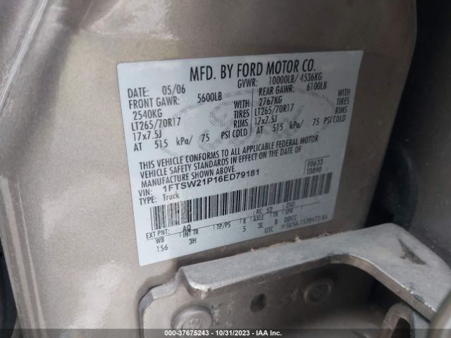 2006 FORD SUPER DUTY F-250 1FTSW21P16ED79181 Photo 8
