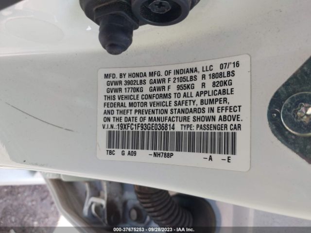19XFC1F93GE036814 Honda Civic Sedan Touring