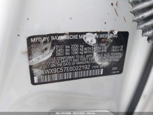BMW X3 Xdrive28i 2014 5UXWX9C57E0D22192 Image 9