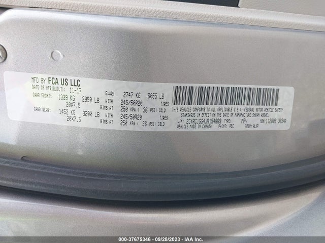 2C4RC1GG4JR154869 Chrysler Pacifica Limited