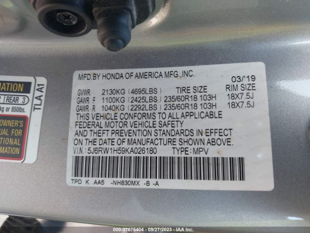 5J6RW1H59KA026180 Honda CR-V EX